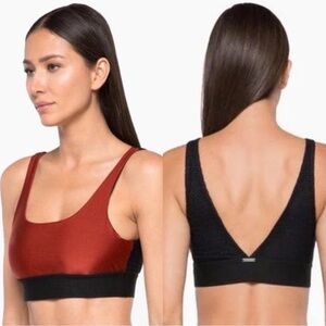 Koral Black Inner Sprint Color Block V Back Sports Bra